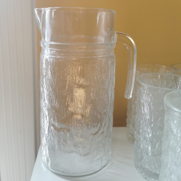 Vintage icicle bark glassware set - Picture 2 of 6